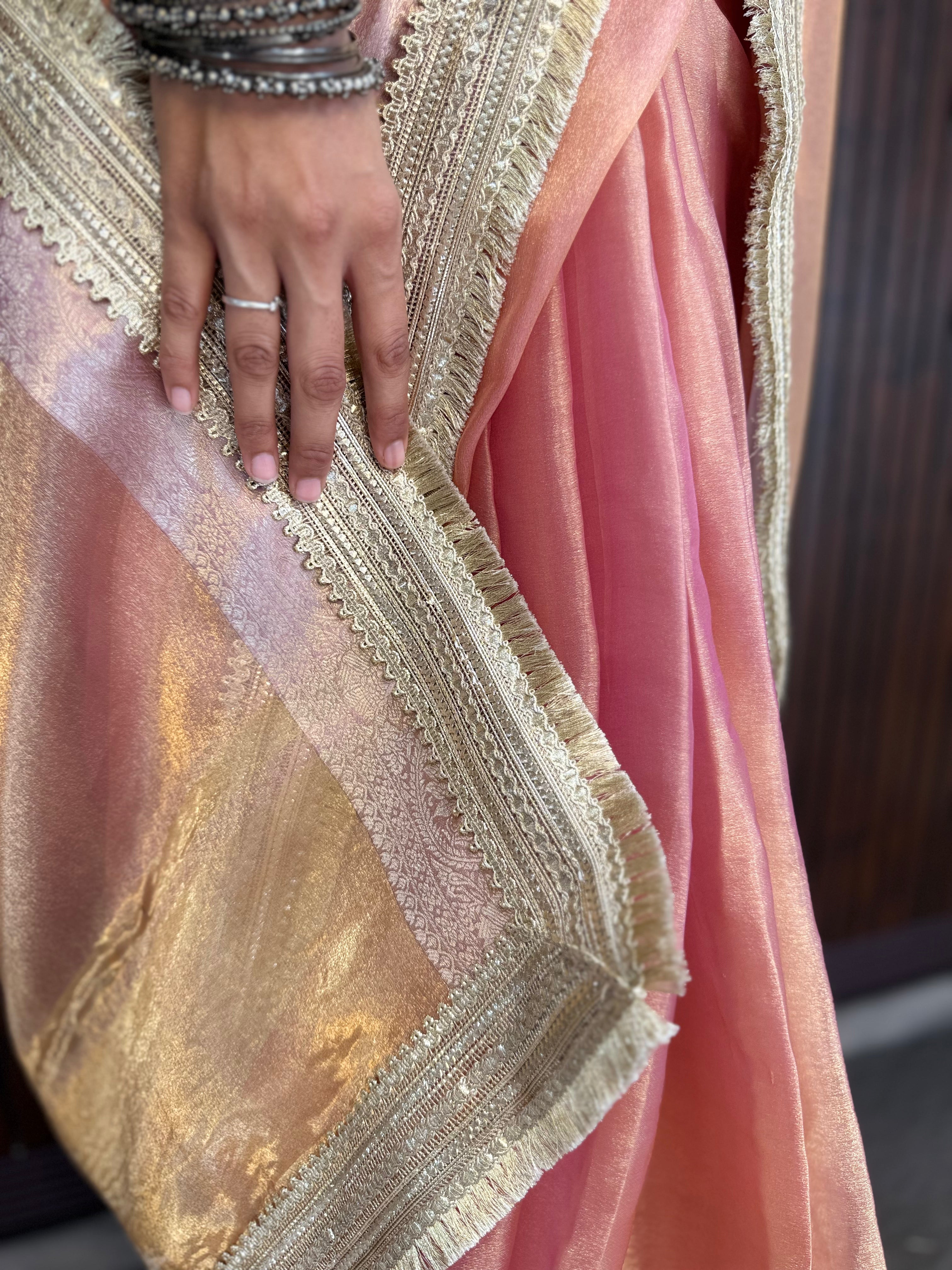 Suvarna - Luminous Tissue Saree with Designer Blouse