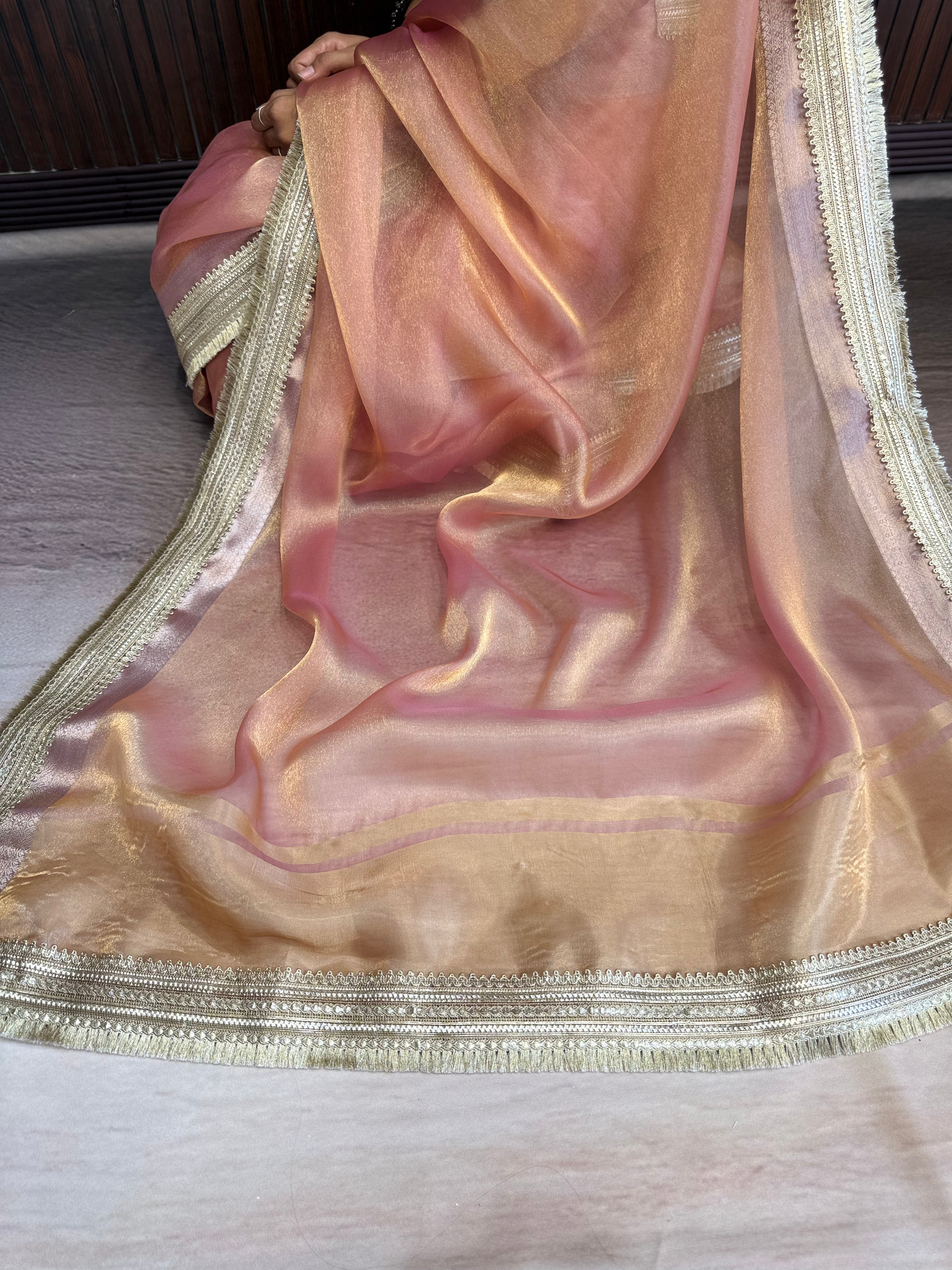 Suvarna - Luminous Tissue Saree with Designer Blouse