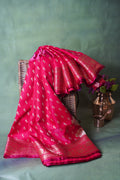 Rani Pink Banarasi Upada Satin Silk Saree