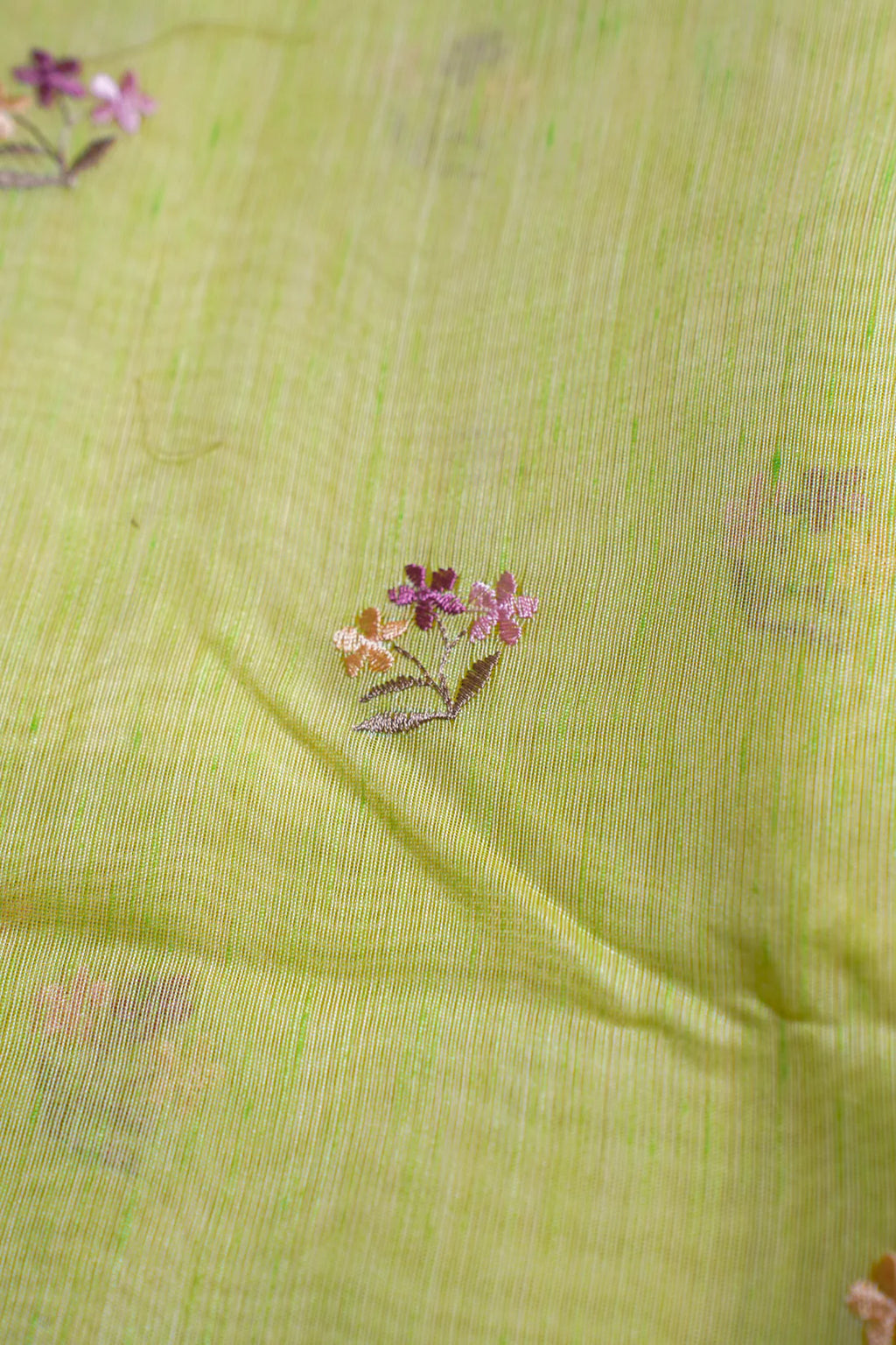 Light Green Linen Embroidery Saree