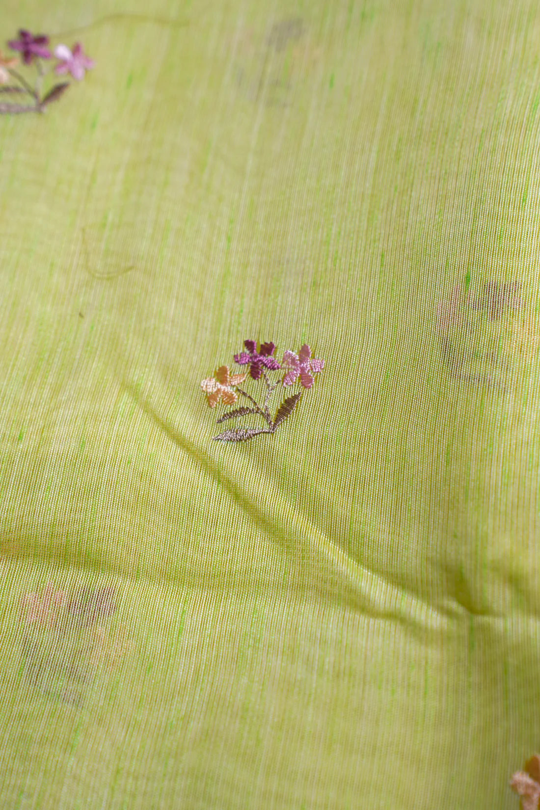 Light Green Linen Embroidery Saree