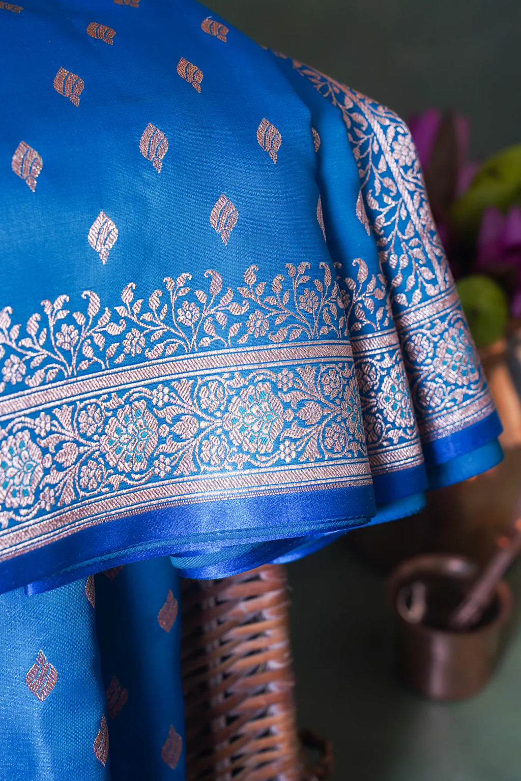 Royal Blue Upada Satin Silk Saree