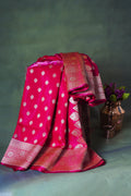 Rani Pink Banarasi Upada Satin Silk Saree