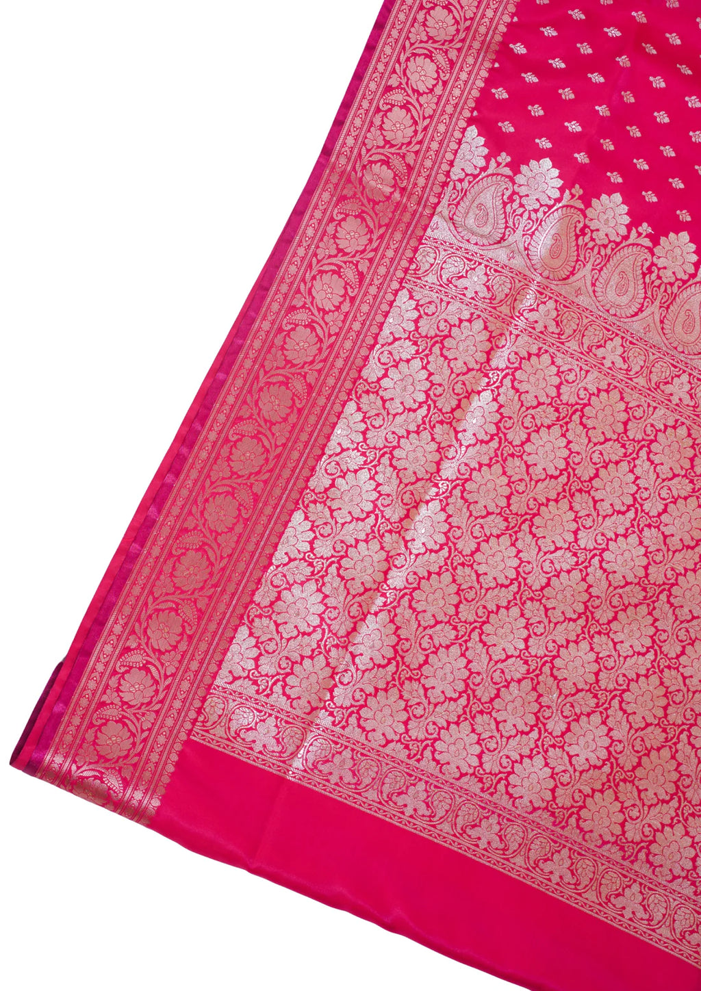 Crimson Pink Pure Banarasi Upada Satin Silk Buti Saree