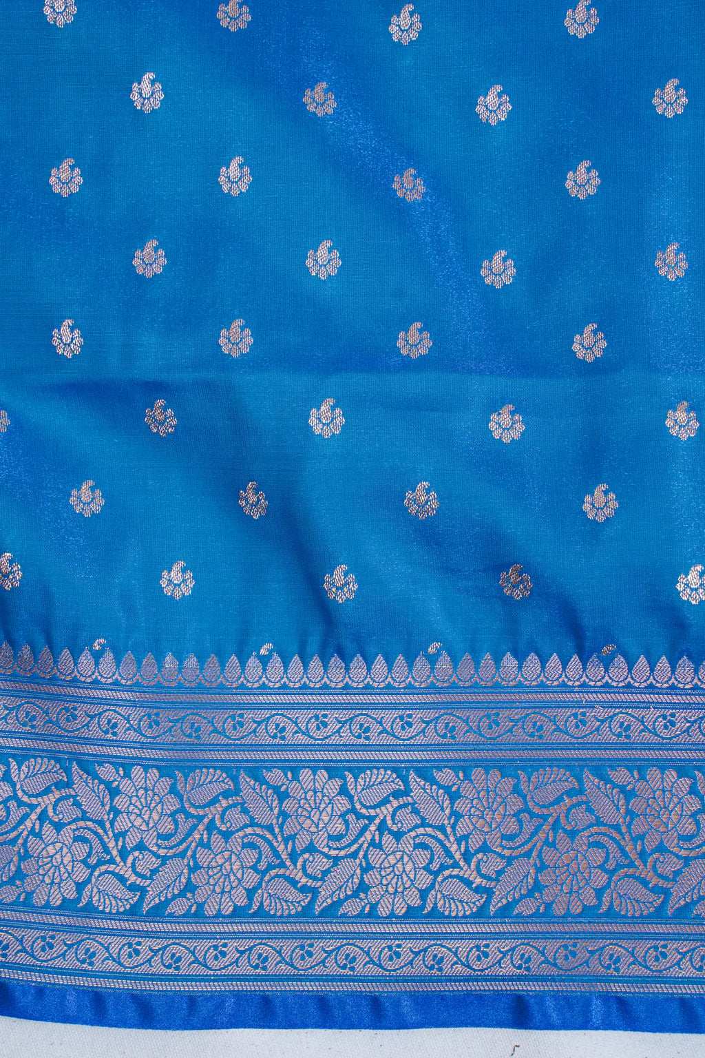 Ocean Blue Banarasi Upada Satin Silk Buti Saree