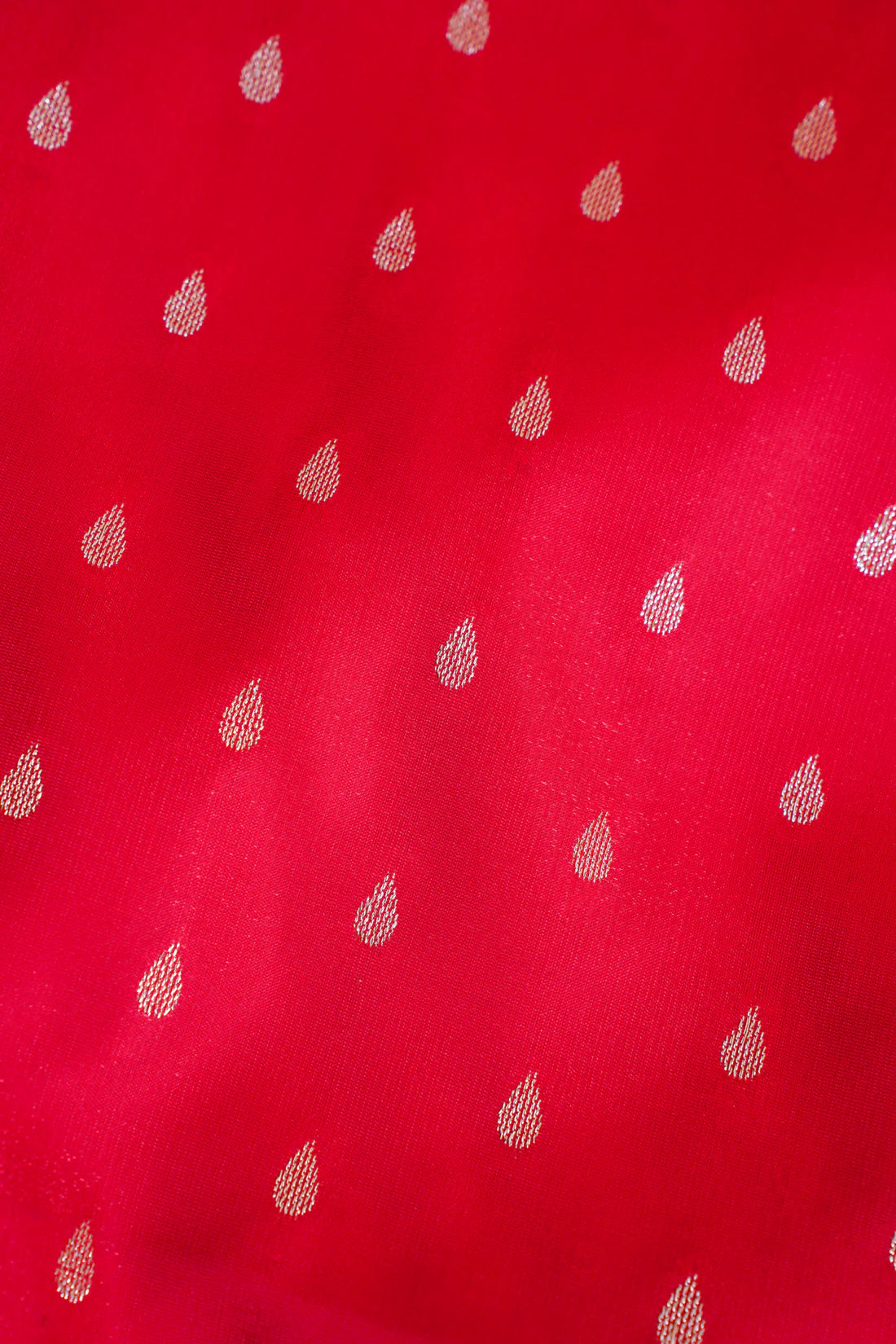 Crimson Red Banarasi Upada Satin Silk Buti Saree