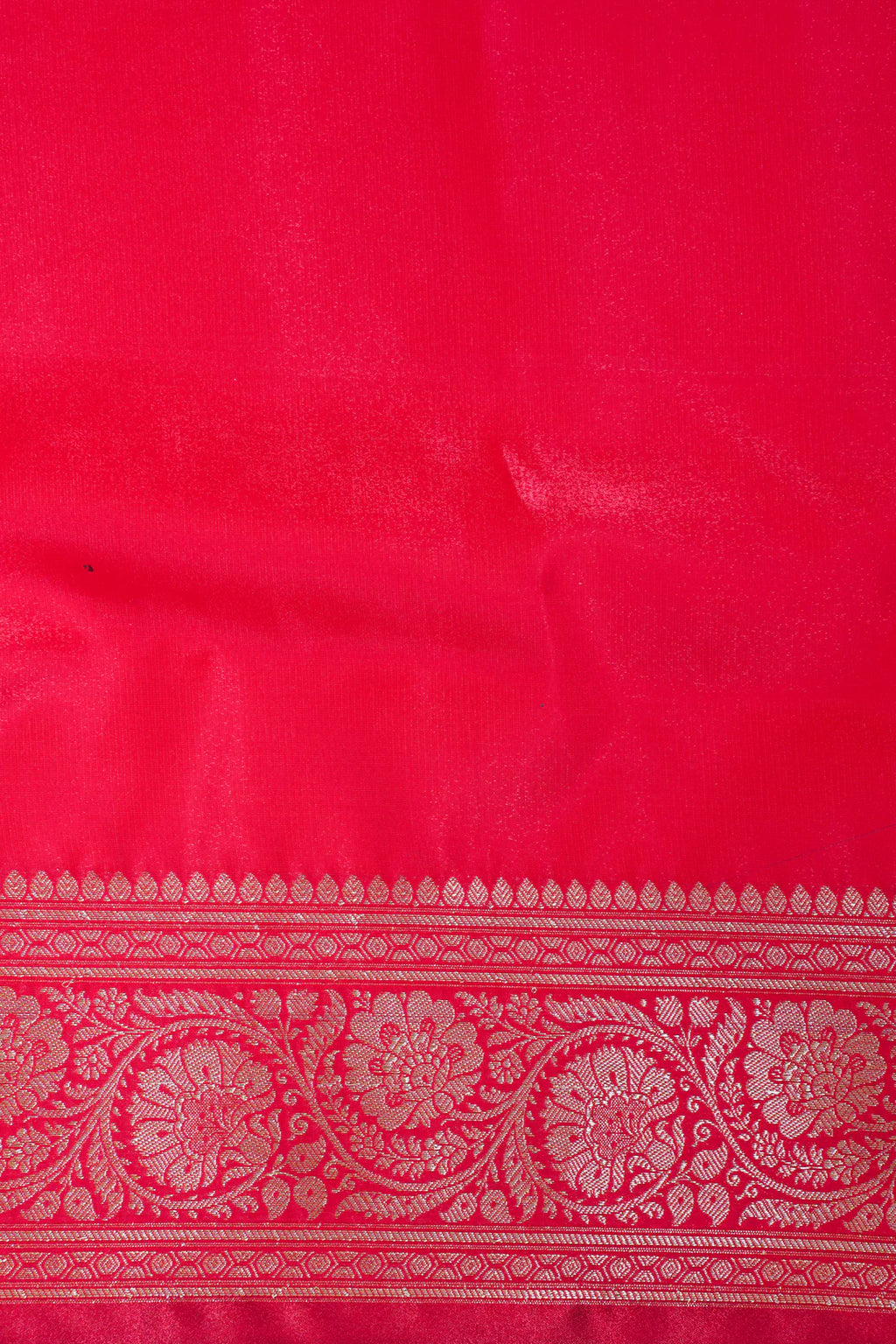 Crimson Red Banarasi Upada Satin Silk Buti Saree
