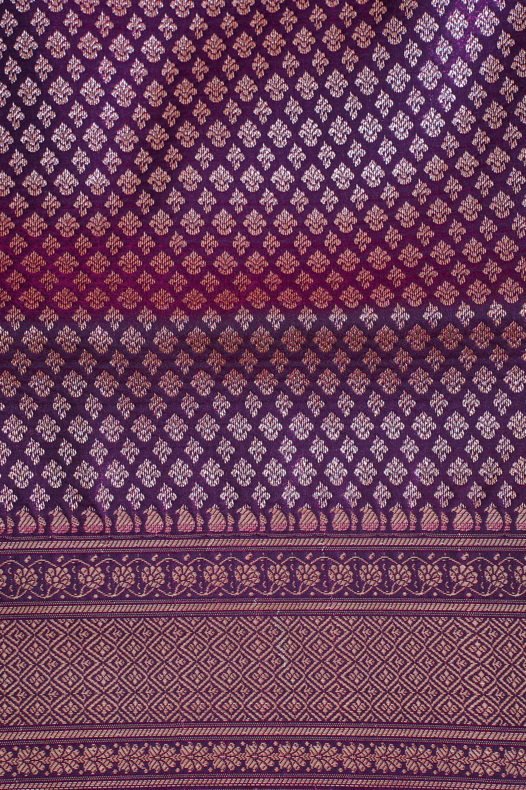 Deep Wine Banarasi Upada Satin Silk Buti Saree