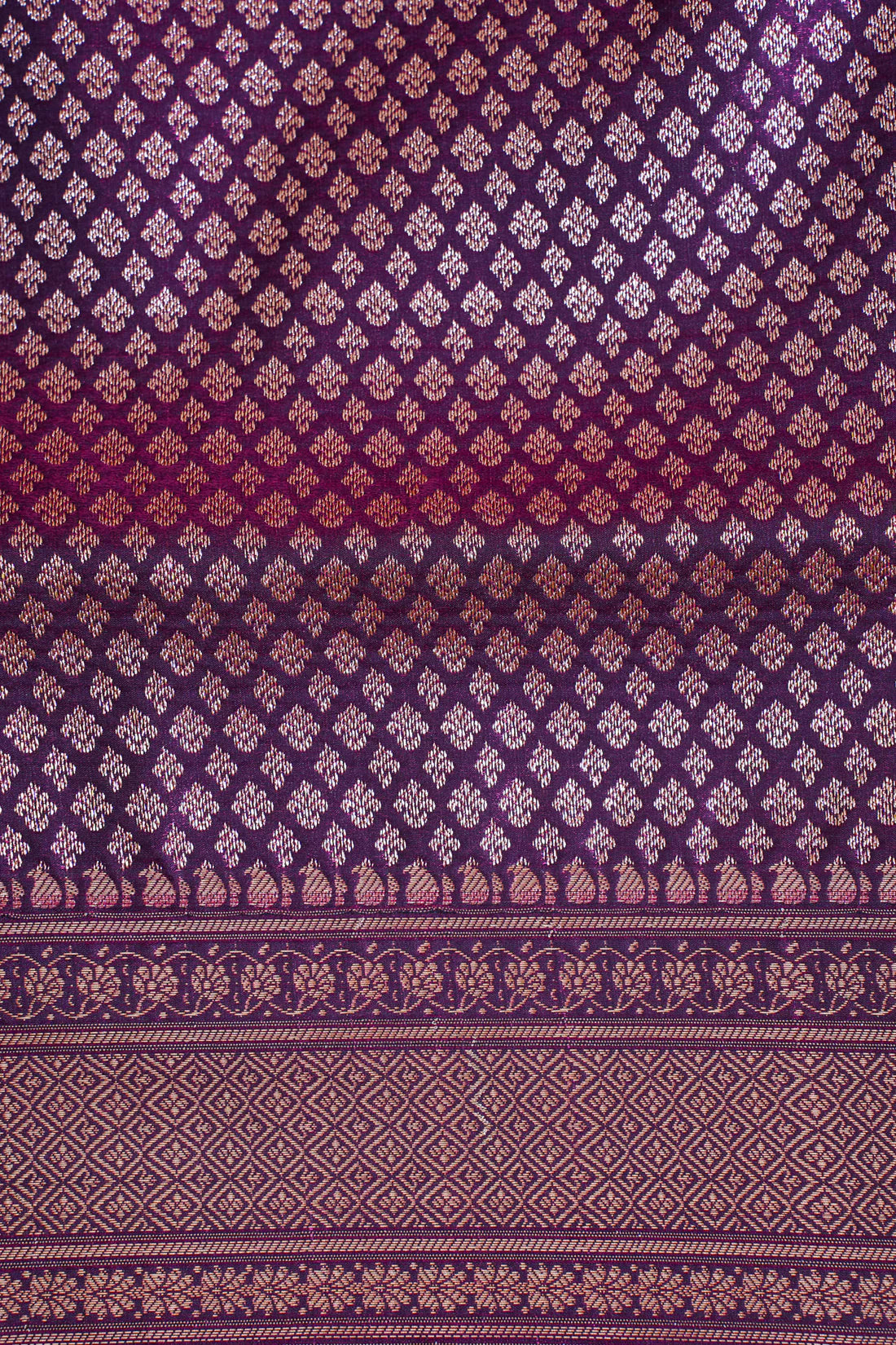 Deep Wine Banarasi Upada Satin Silk Buti Saree