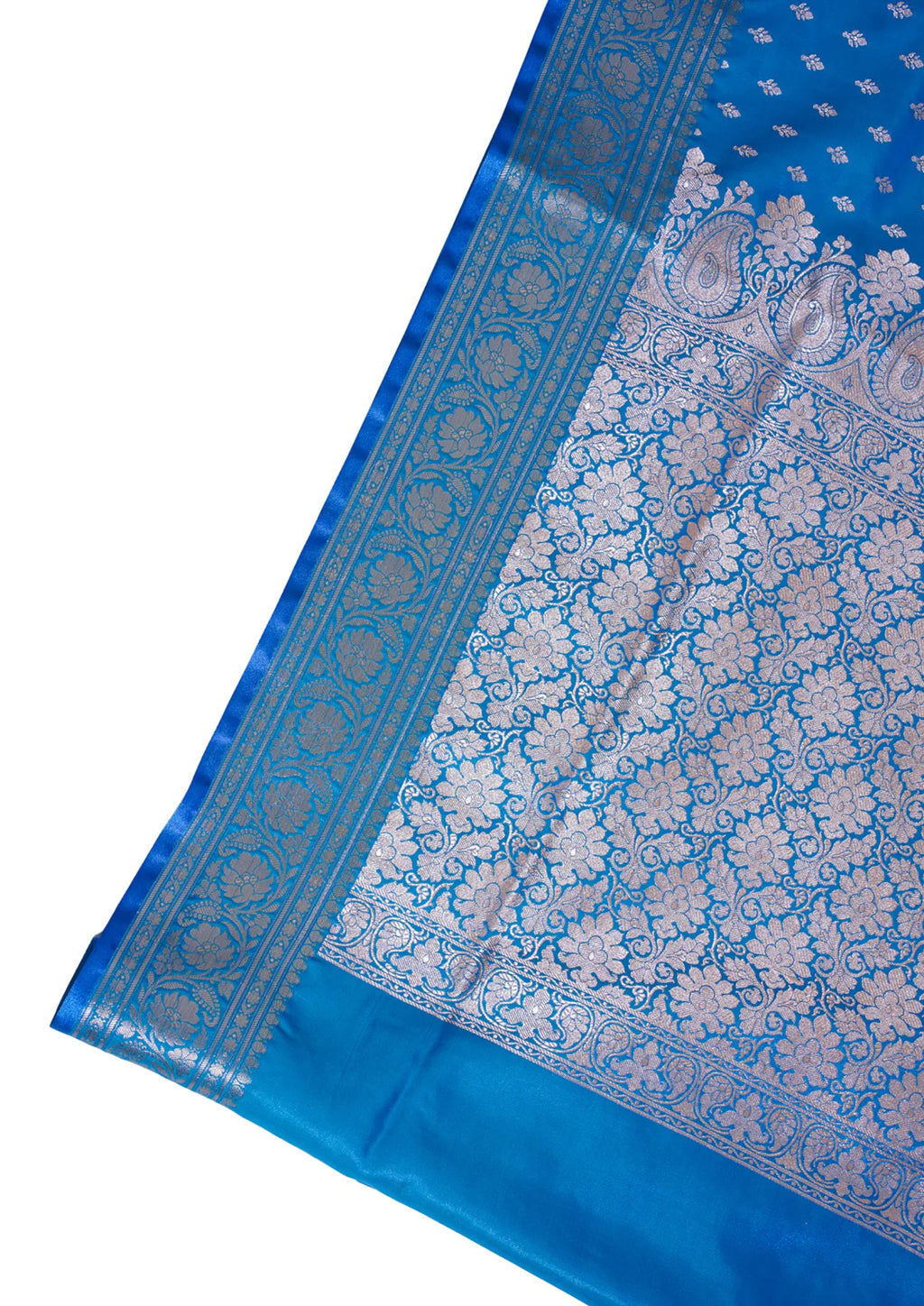 Sky Blue Banarasi Upada Satin Silk Buti Saree