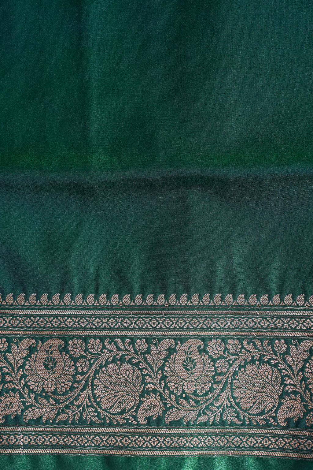 Deep Bottle Green Banarasi Upada Satin Silk Buti Saree