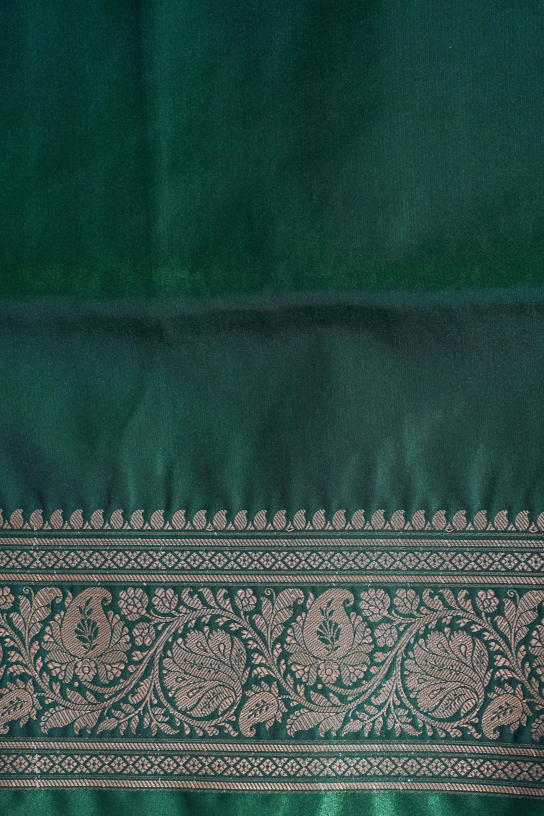 Deep Bottle Green Banarasi Upada Satin Silk Buti Saree
