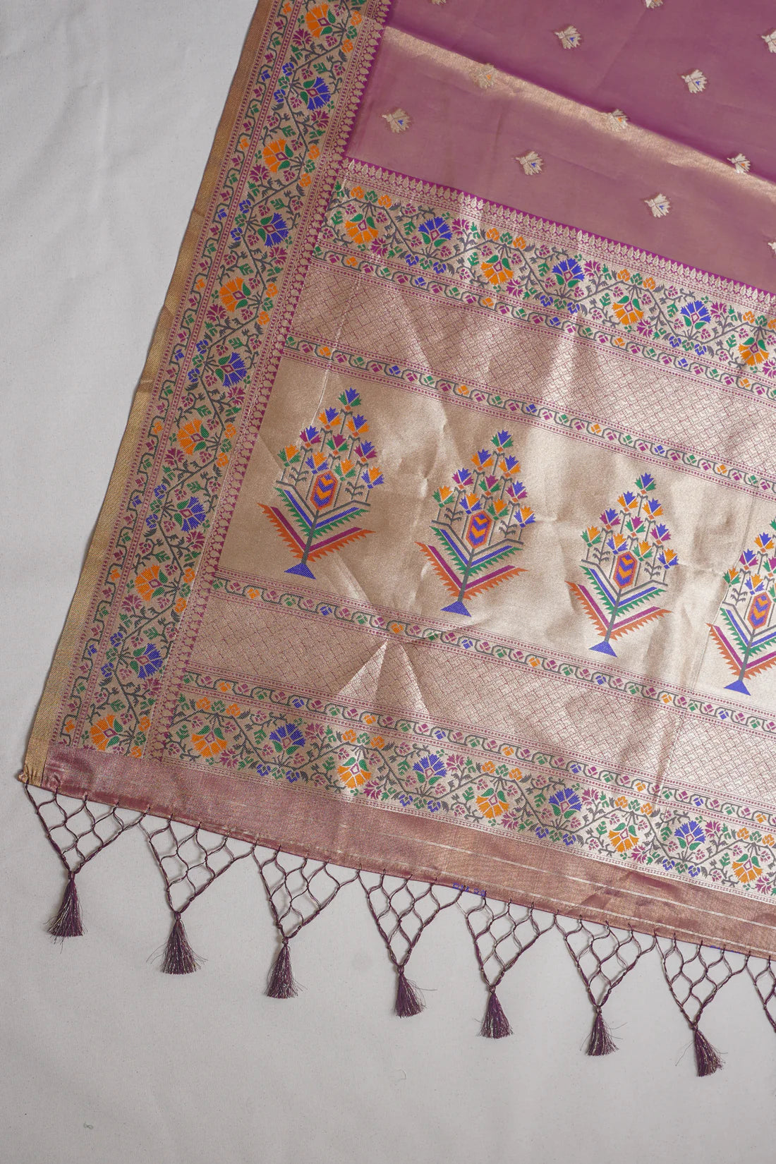 Wine Purple Paithani Minakari Tissue Silk Saree