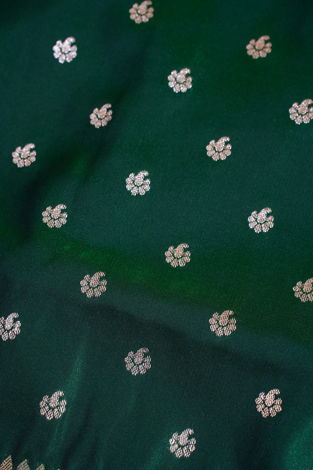 Emerald Green Banarasi Upada Satin Silk Buti Saree