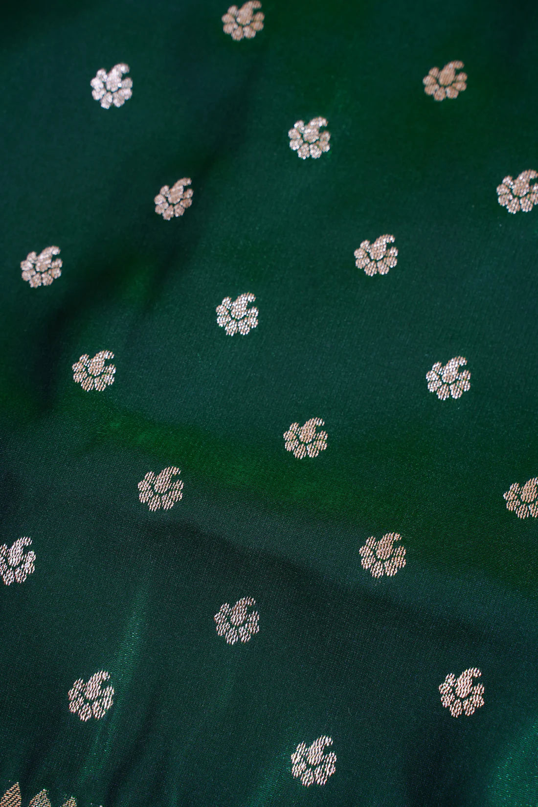 Emerald Green Banarasi Upada Satin Silk Buti Saree