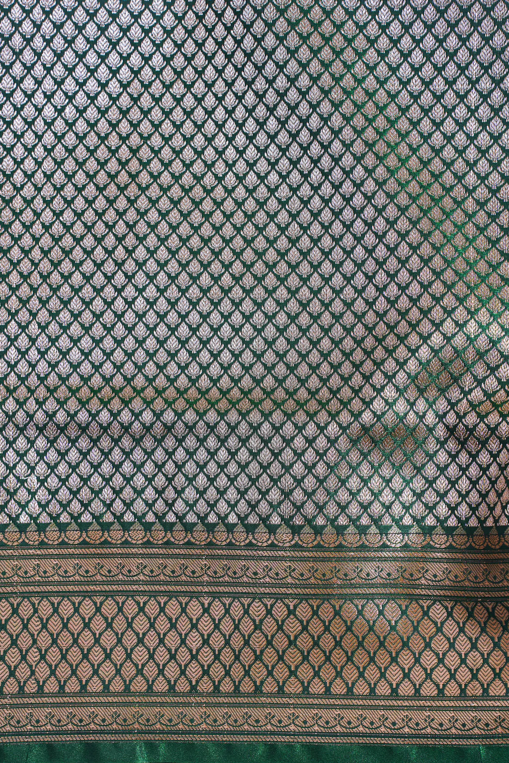 Emerald Green Banarasi Upada Satin Silk Buti Saree