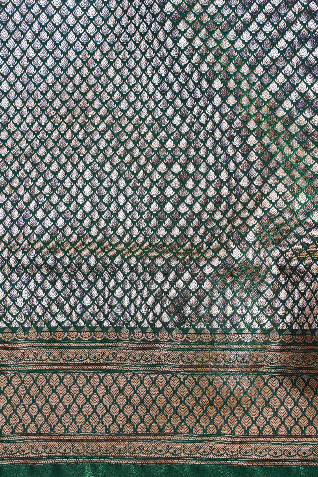 Emerald Green Banarasi Upada Satin Silk Buti Saree