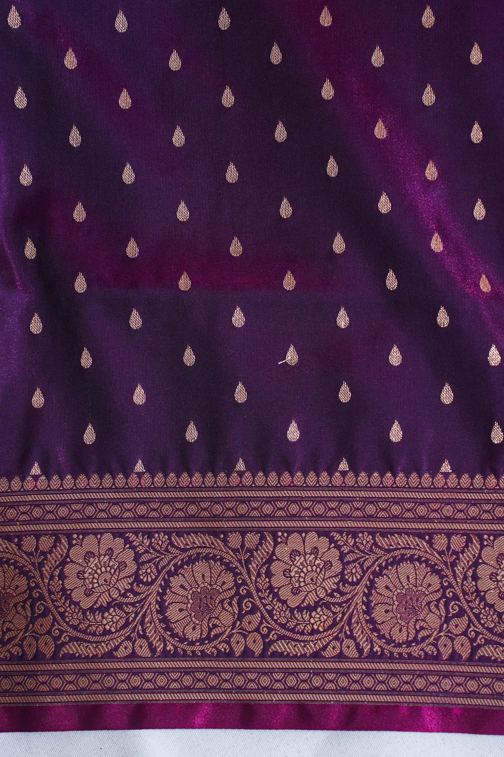 Plum Purple Banarasi Upada Satin Silk Buti Saree