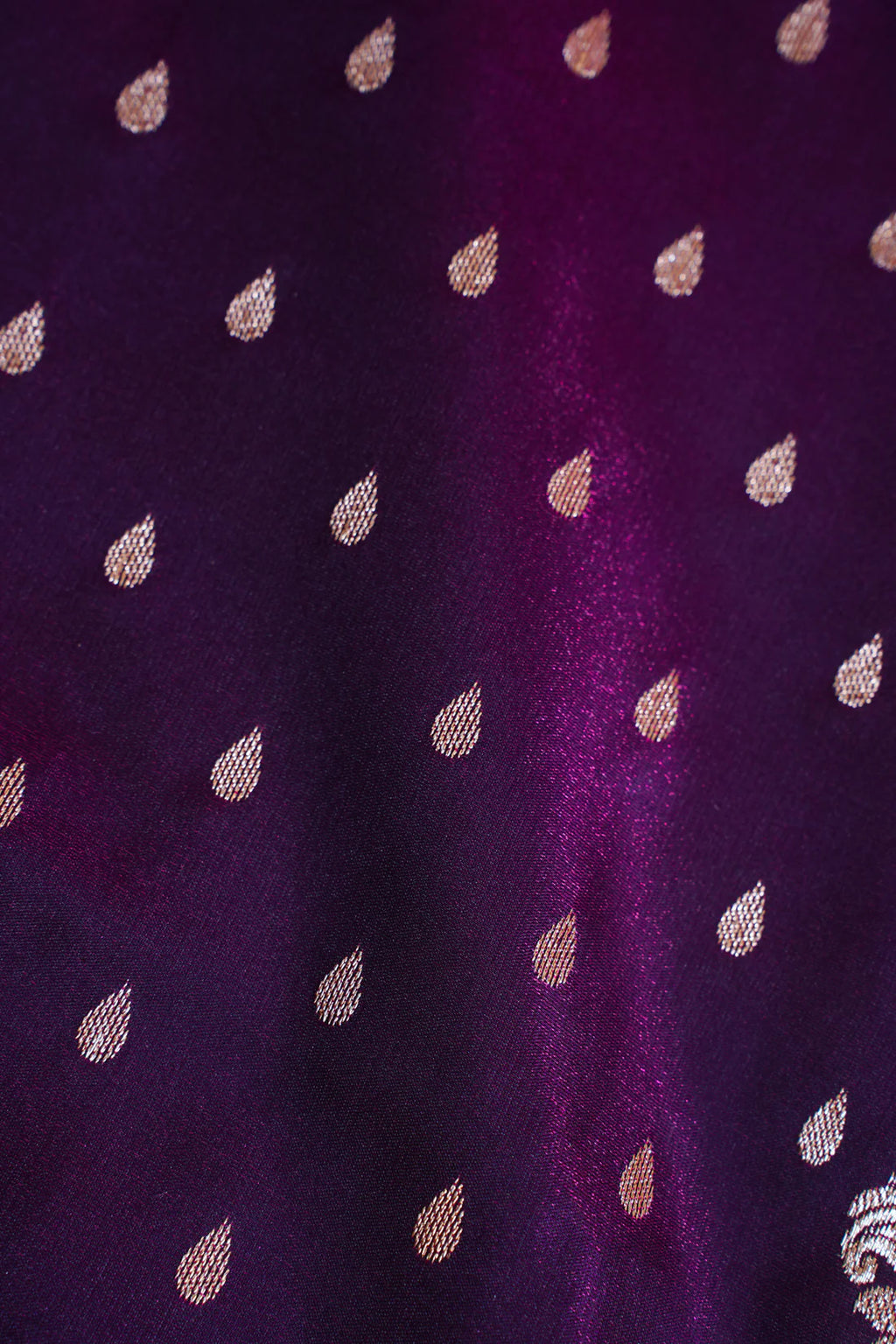 Plum Purple Banarasi Upada Satin Silk Buti Saree