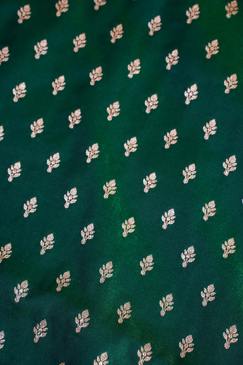 Deep Forest Green Banarasi Upada Satin Silk Buti Saree