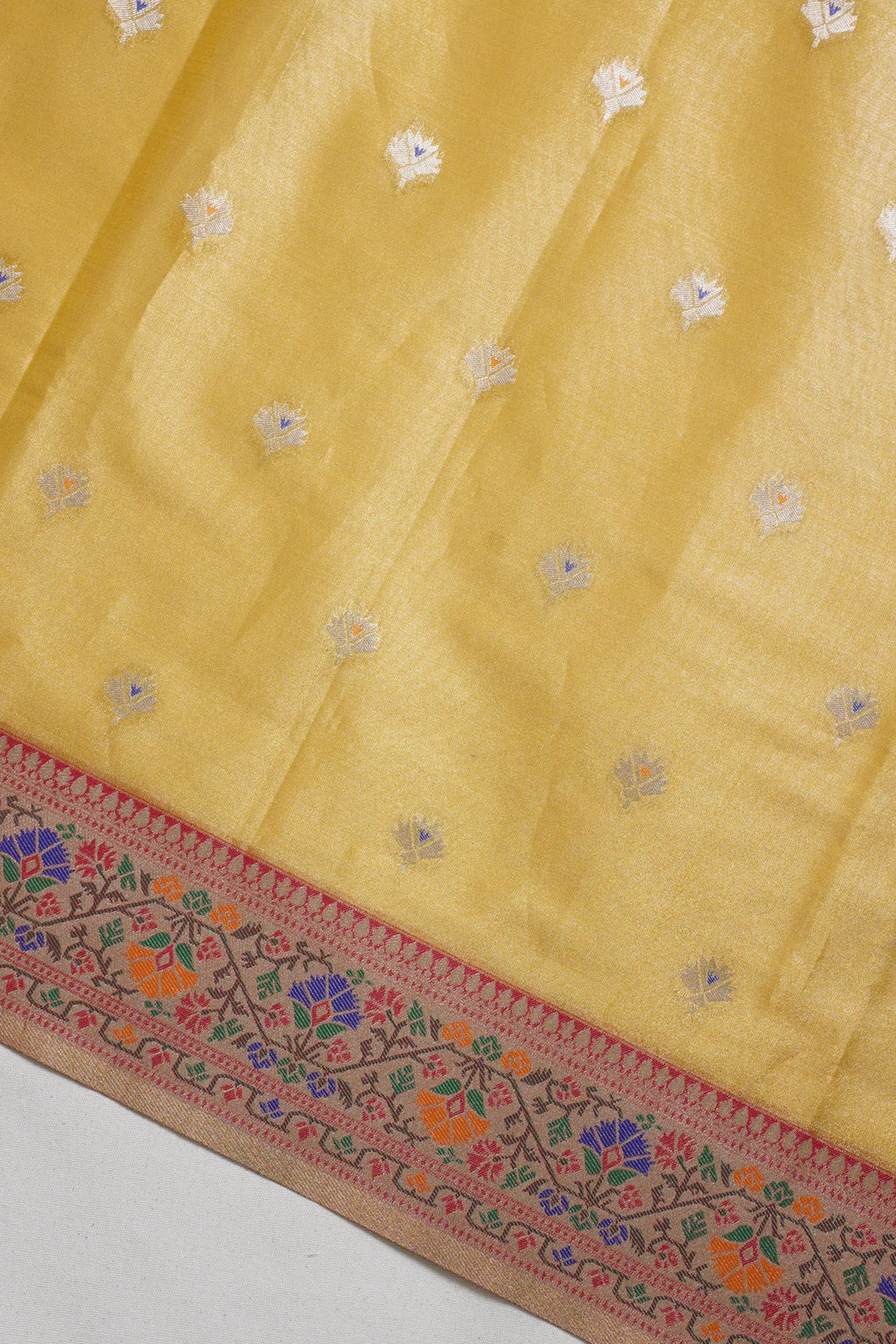 Yellow Paithani Minakari Tissue Silk Saree