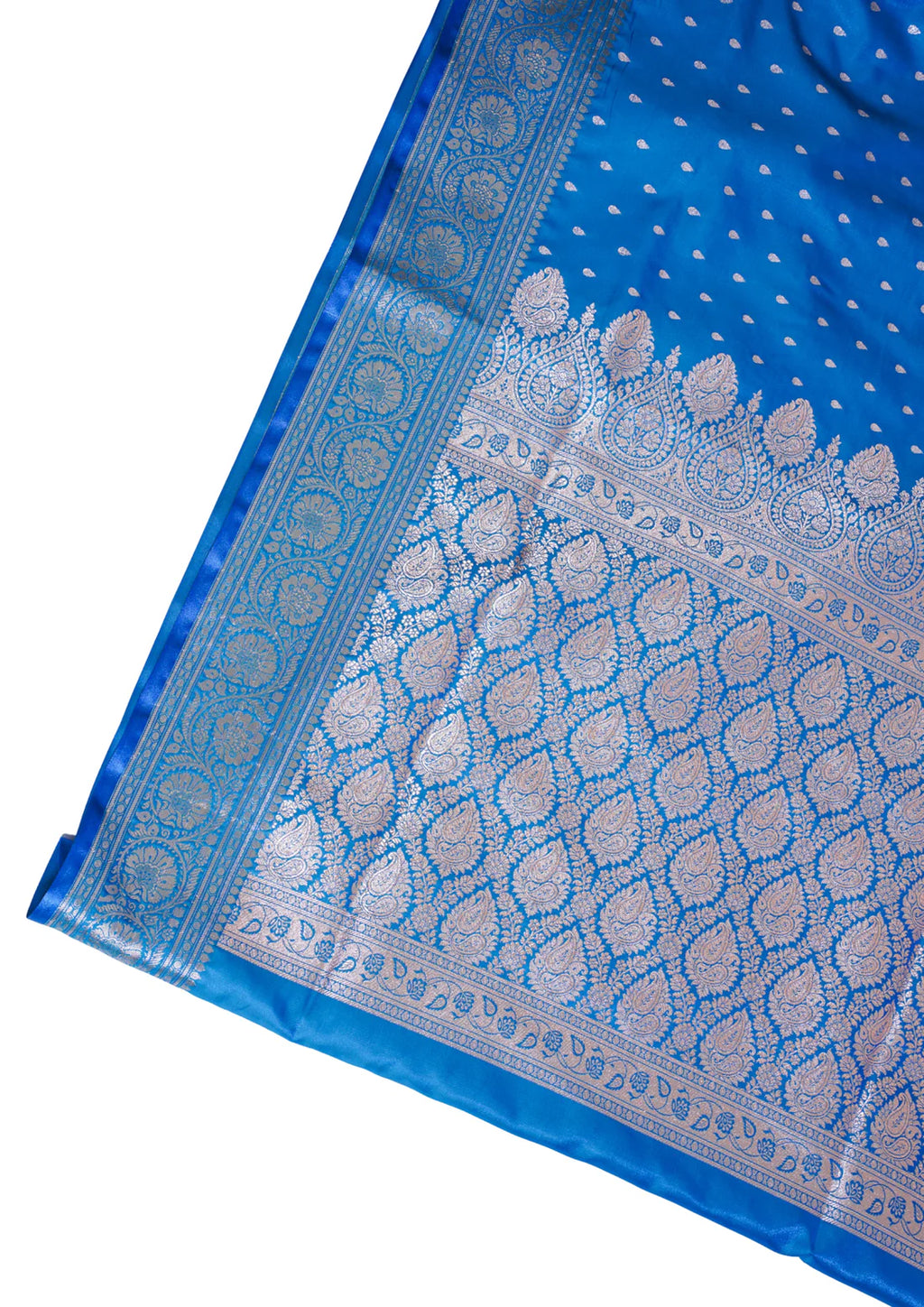 Royal Blue Banarasi Upada Satin Silk Buti Saree