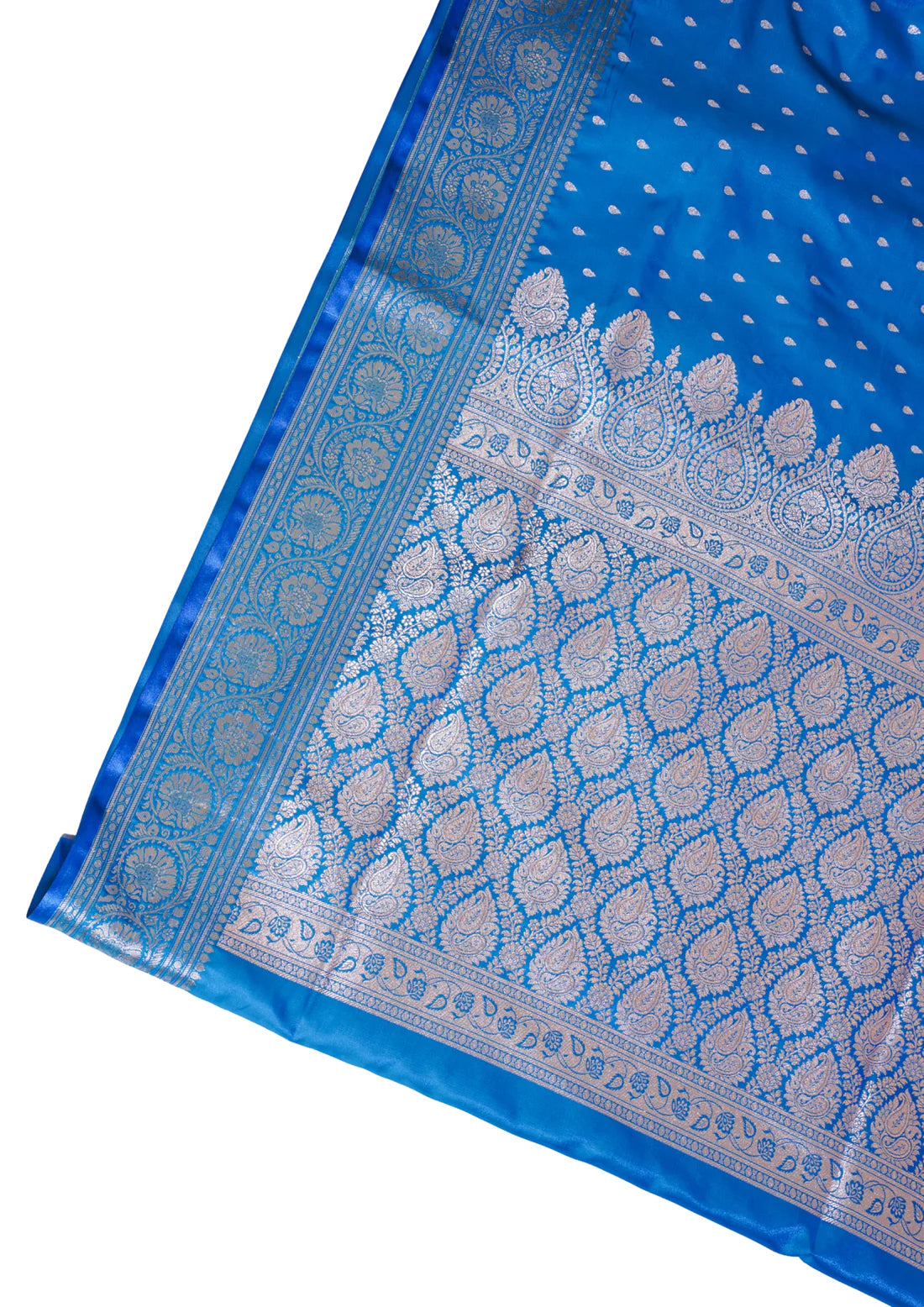 Royal Blue Banarasi Upada Satin Silk Buti Saree