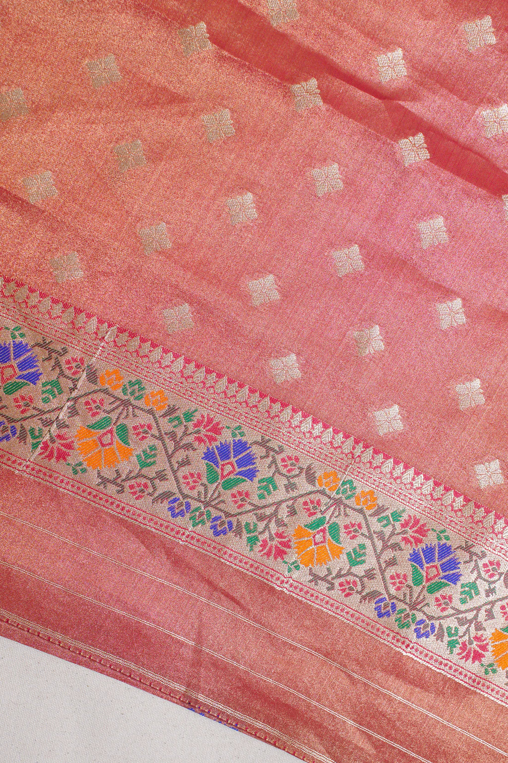 Yellow Paithani Minakari Tissue Silk Saree