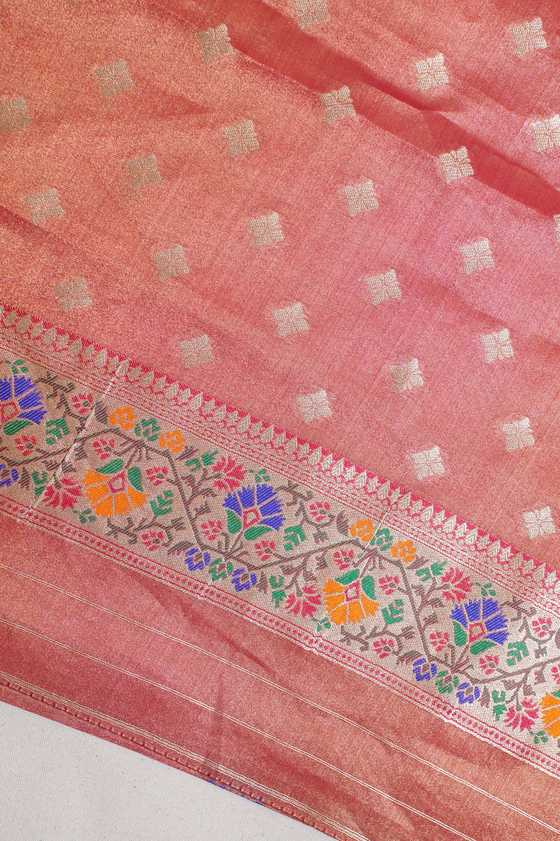 Yellow Paithani Minakari Tissue Silk Saree