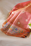Rust Orange Paithani Minakari Tissue Silk Saree