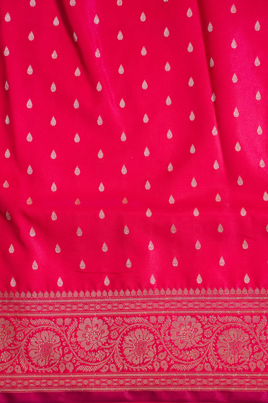 Crimson Red Banarasi Upada Satin Silk Buti Saree