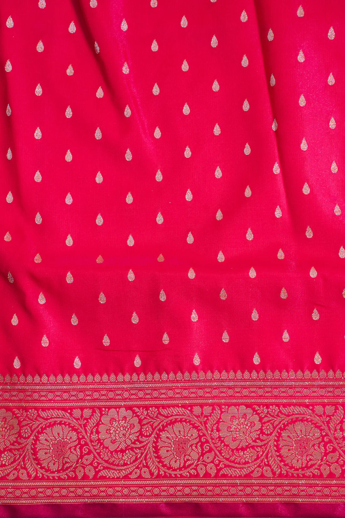 Crimson Red Banarasi Upada Satin Silk Buti Saree