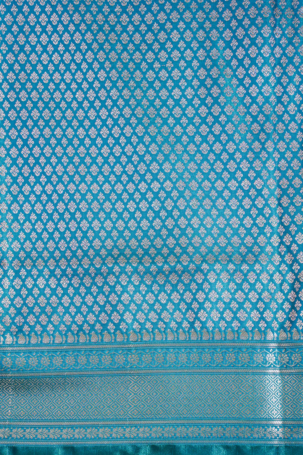 Teal Green Banarasi Upada Satin Silk Buti Saree