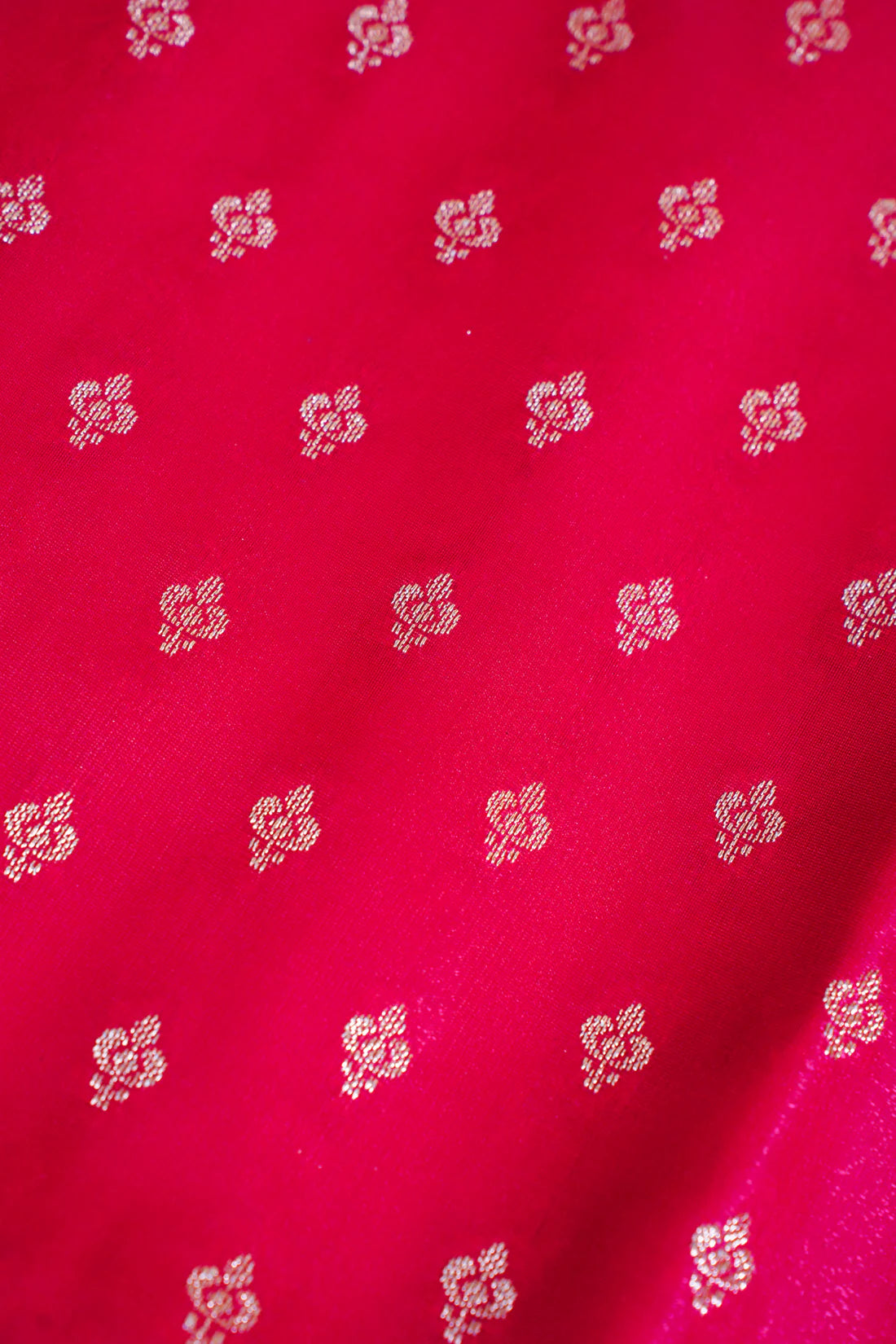 Magenta Pink Banarasi Upada Satin Silk buti Saree