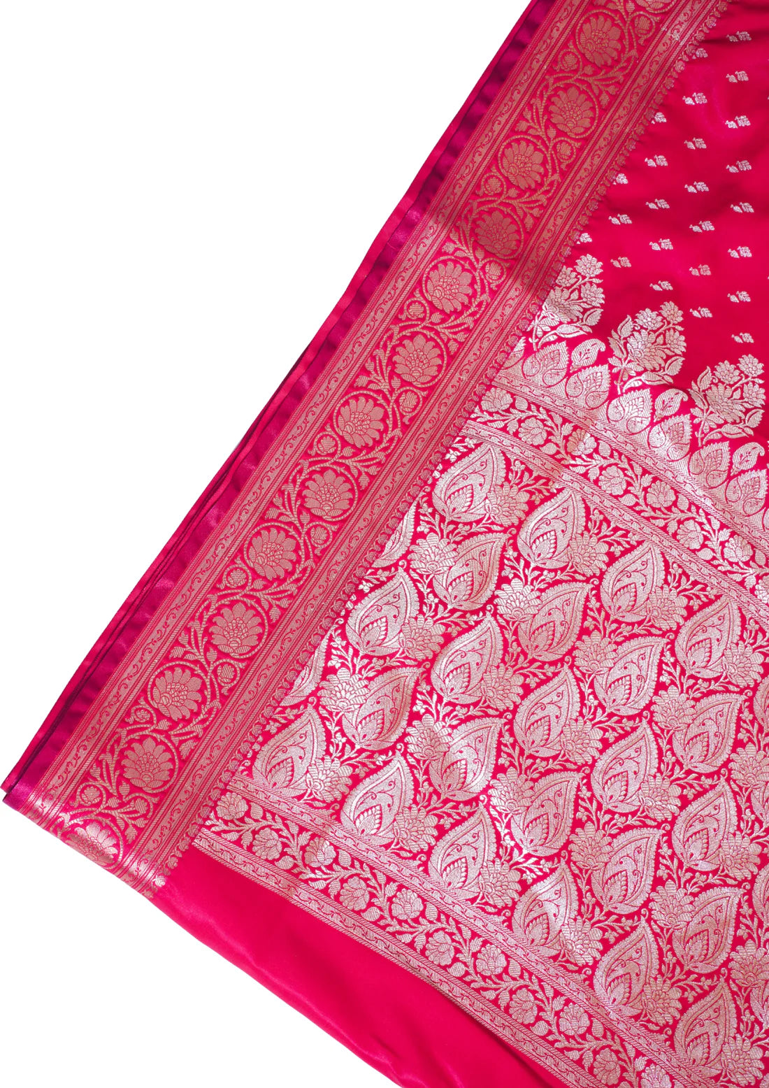 Rani Pink Banarasi Upada Satin Silk Saree