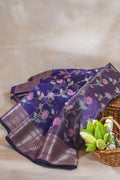 Purple Organza Banarasi Tilfi Minakari Jaal Saree.