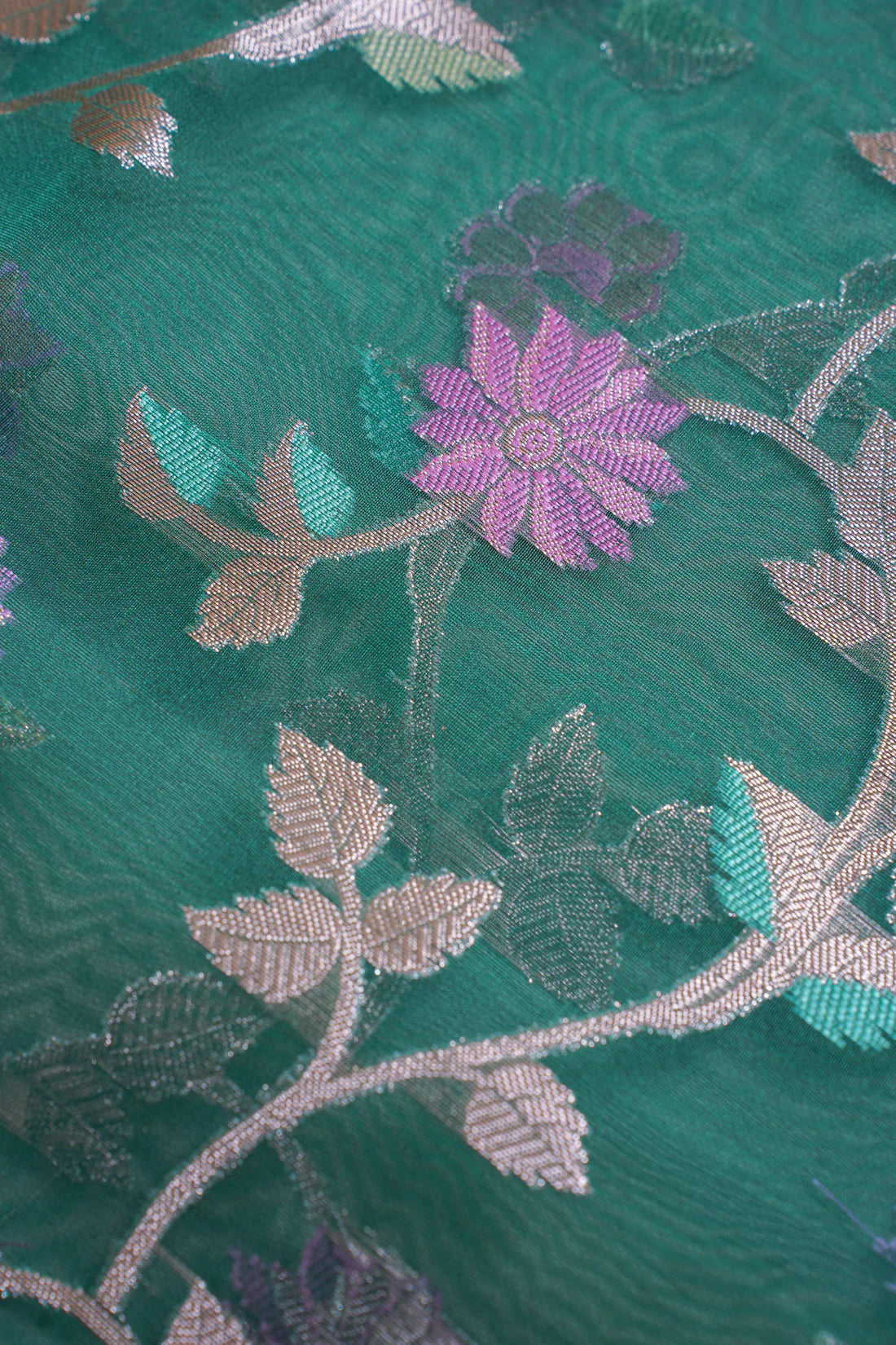 Green Organza Banarasi Tilfi Minakari Jaal Saree