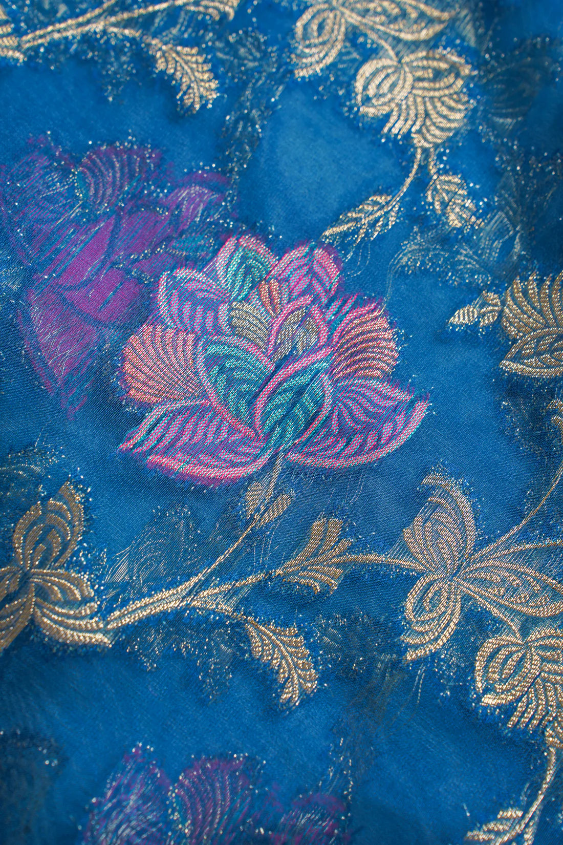 Royal Blue Organza Minakari Jaal Saree
