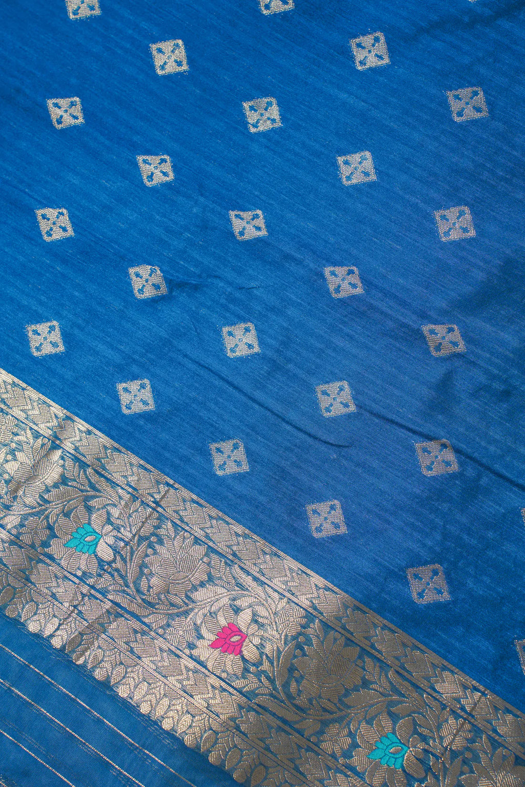 Royal Blue Organza Minakari Jaal Saree