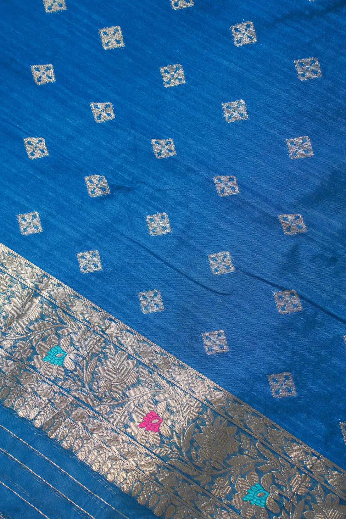 Royal Blue Organza Minakari Jaal Saree