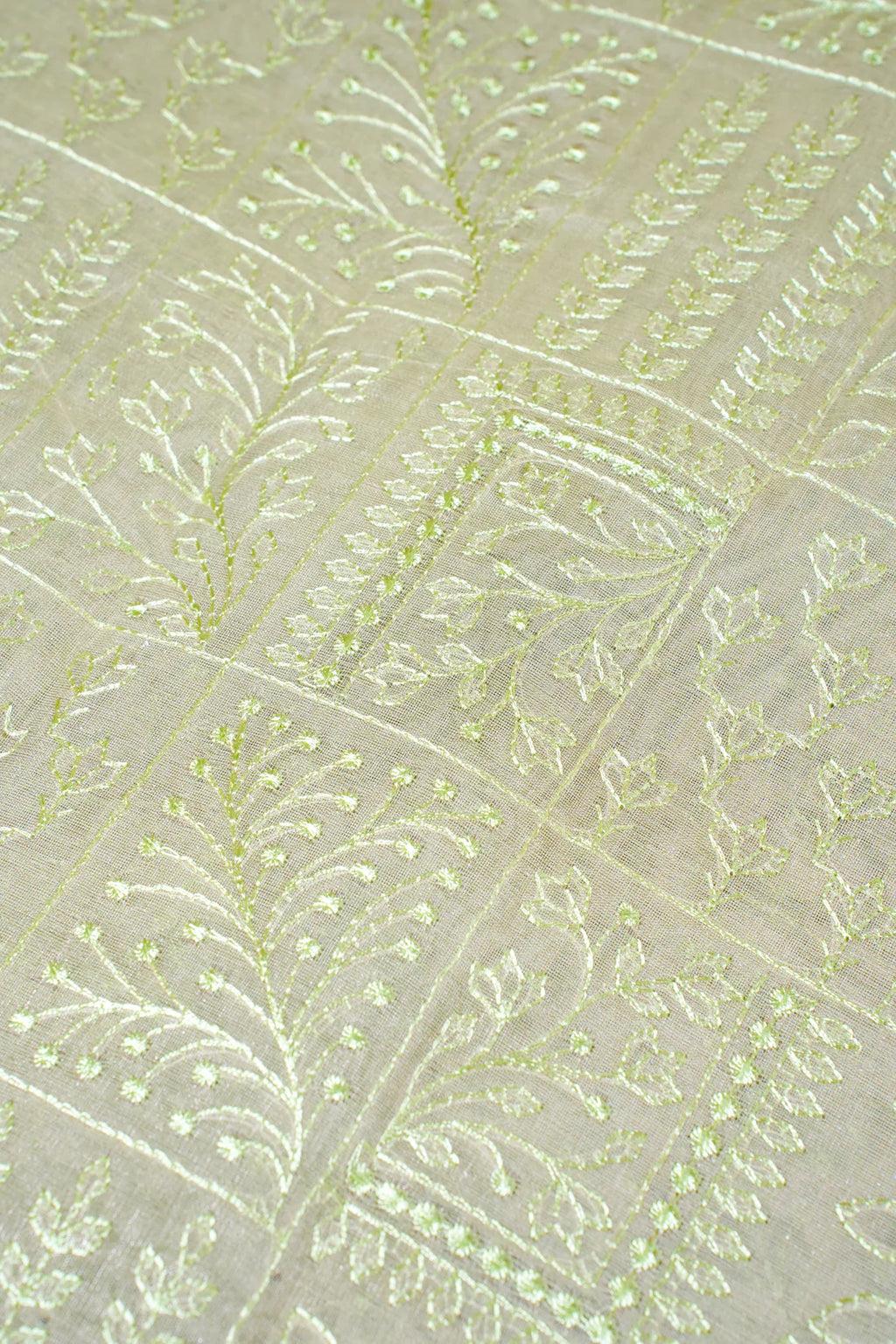 Pastel Green Tissue Silk Saree with Chikankari Embroidery
