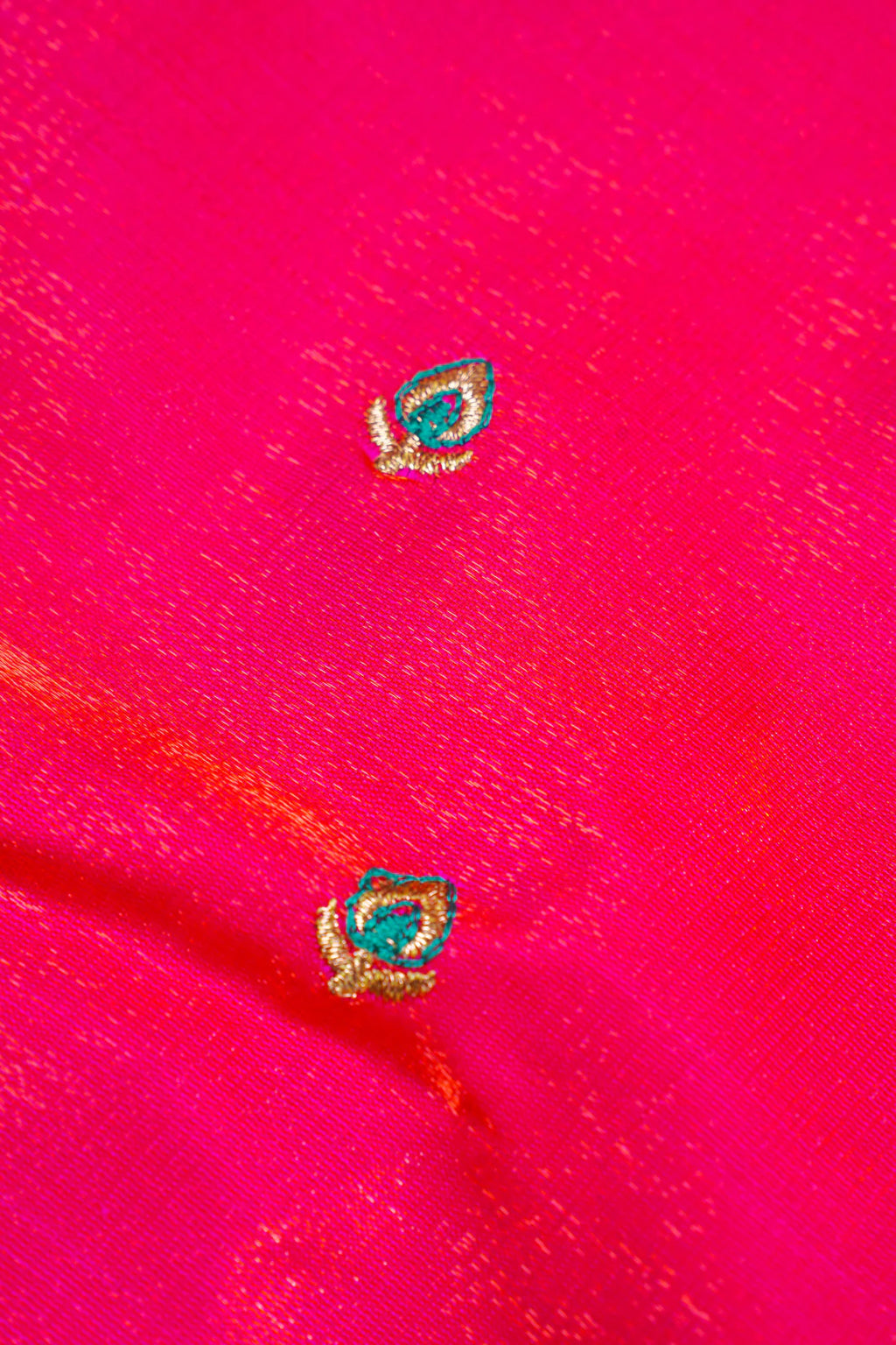 Red Banarasi Satin Silk Saree with zari embroidery buti work