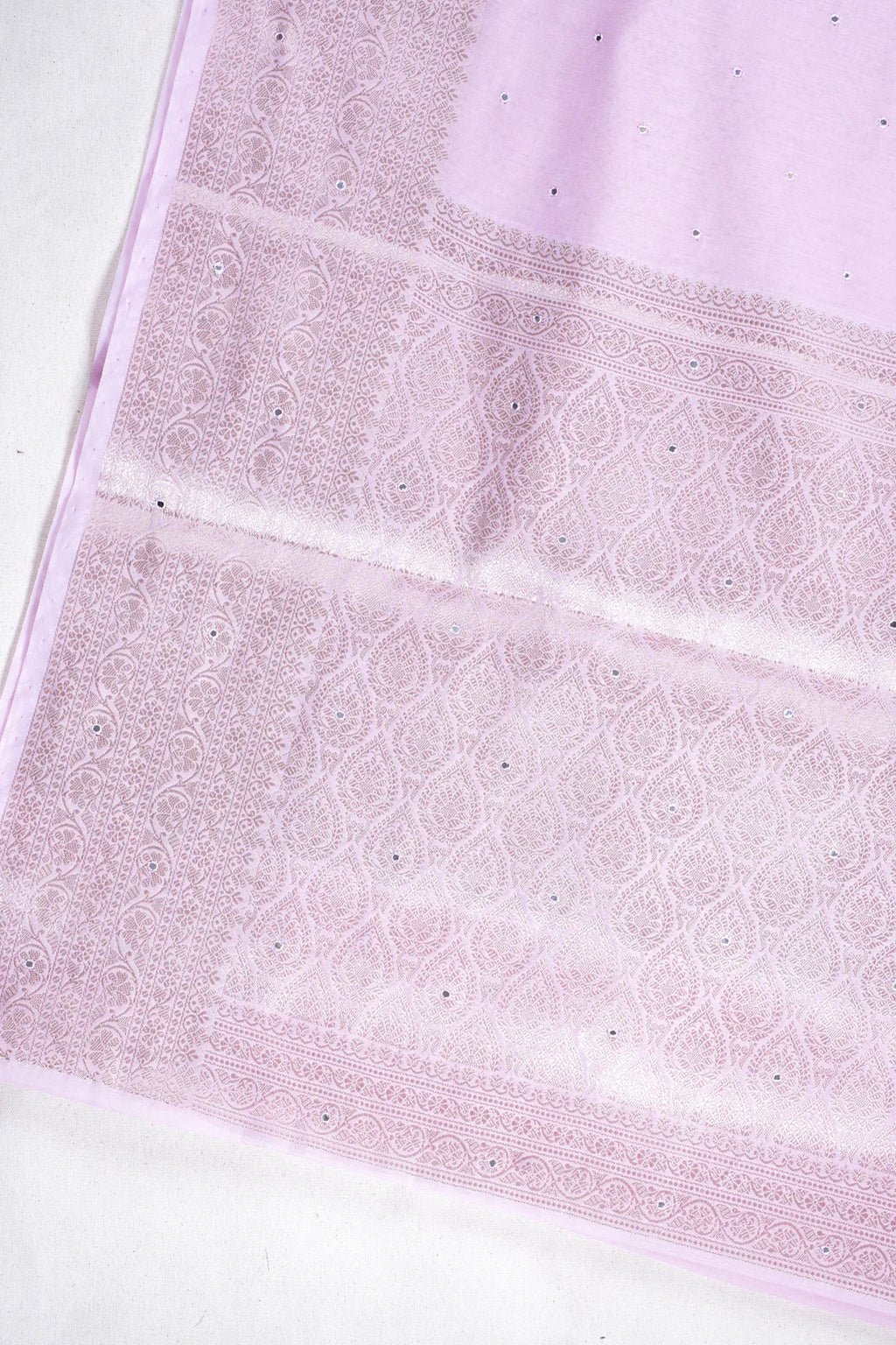 Pastel Pink Mukesh Work Linen Saree