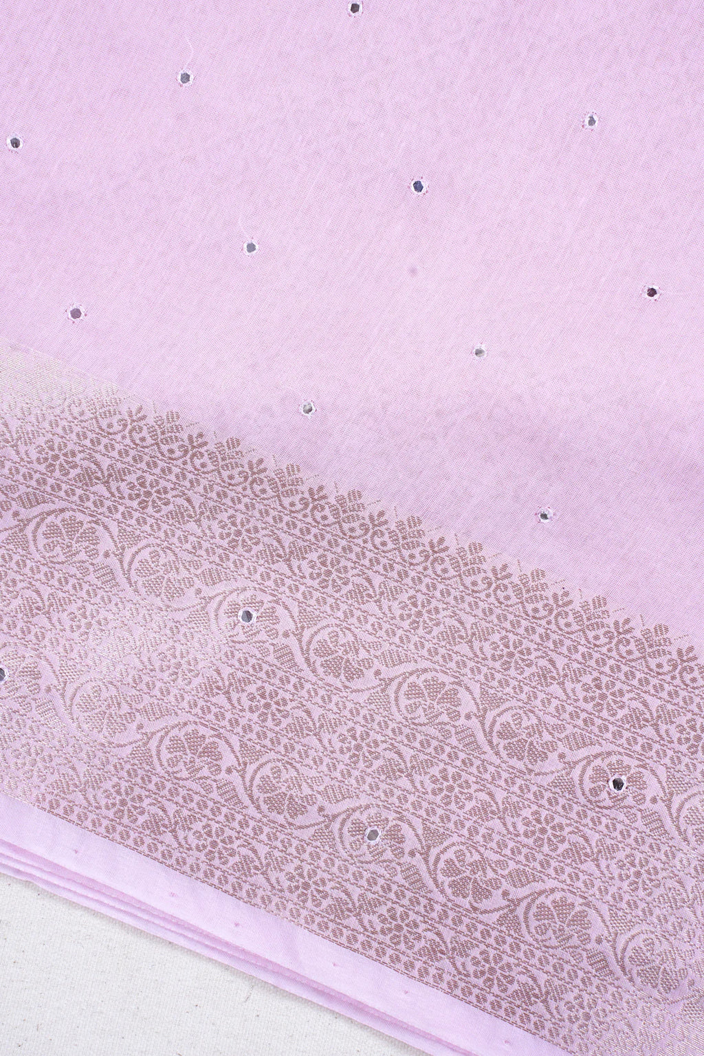 Pastel Pink Mukesh Work Linen Saree
