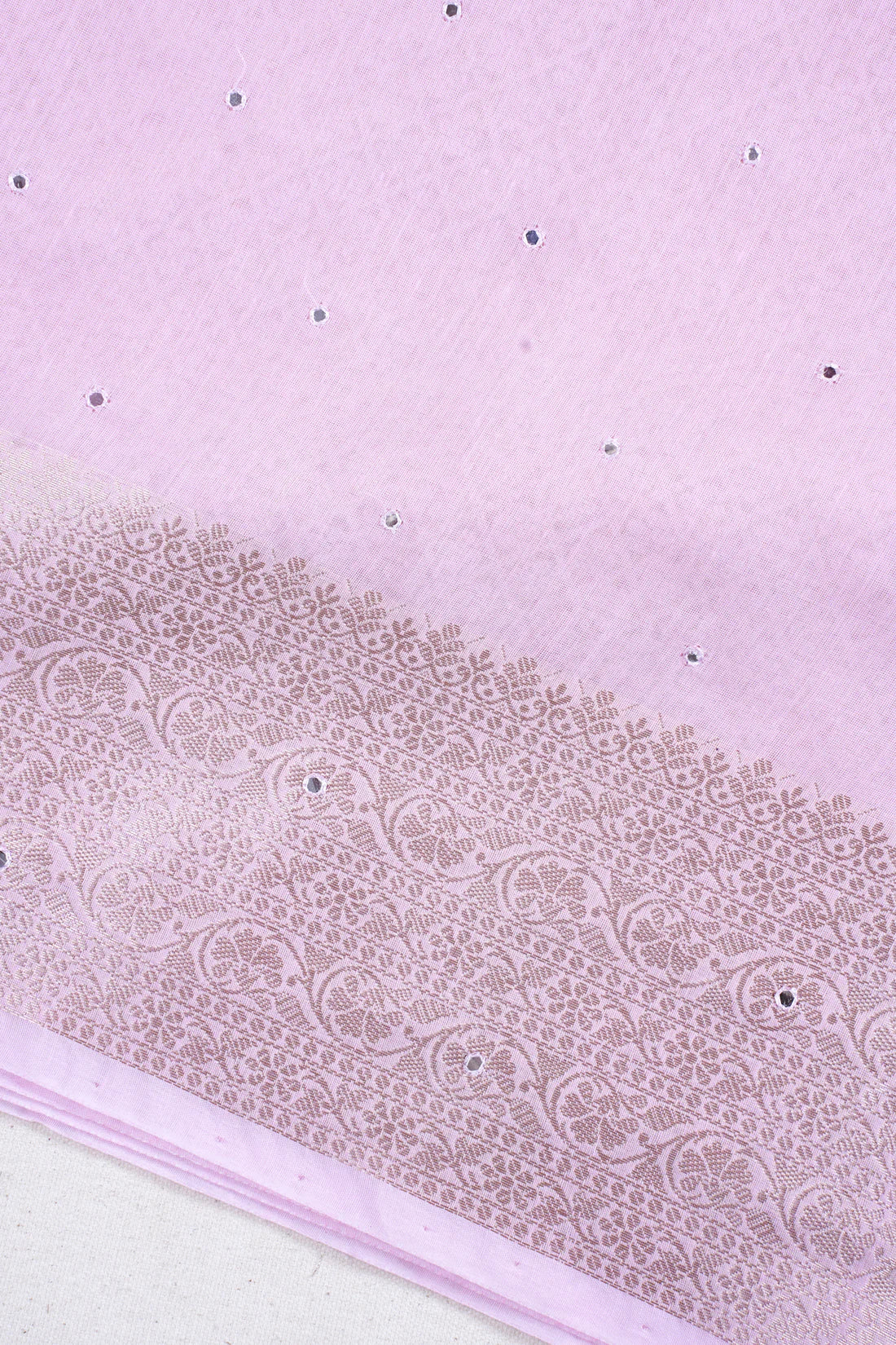 Pastel Pink Mukesh Work Linen Saree