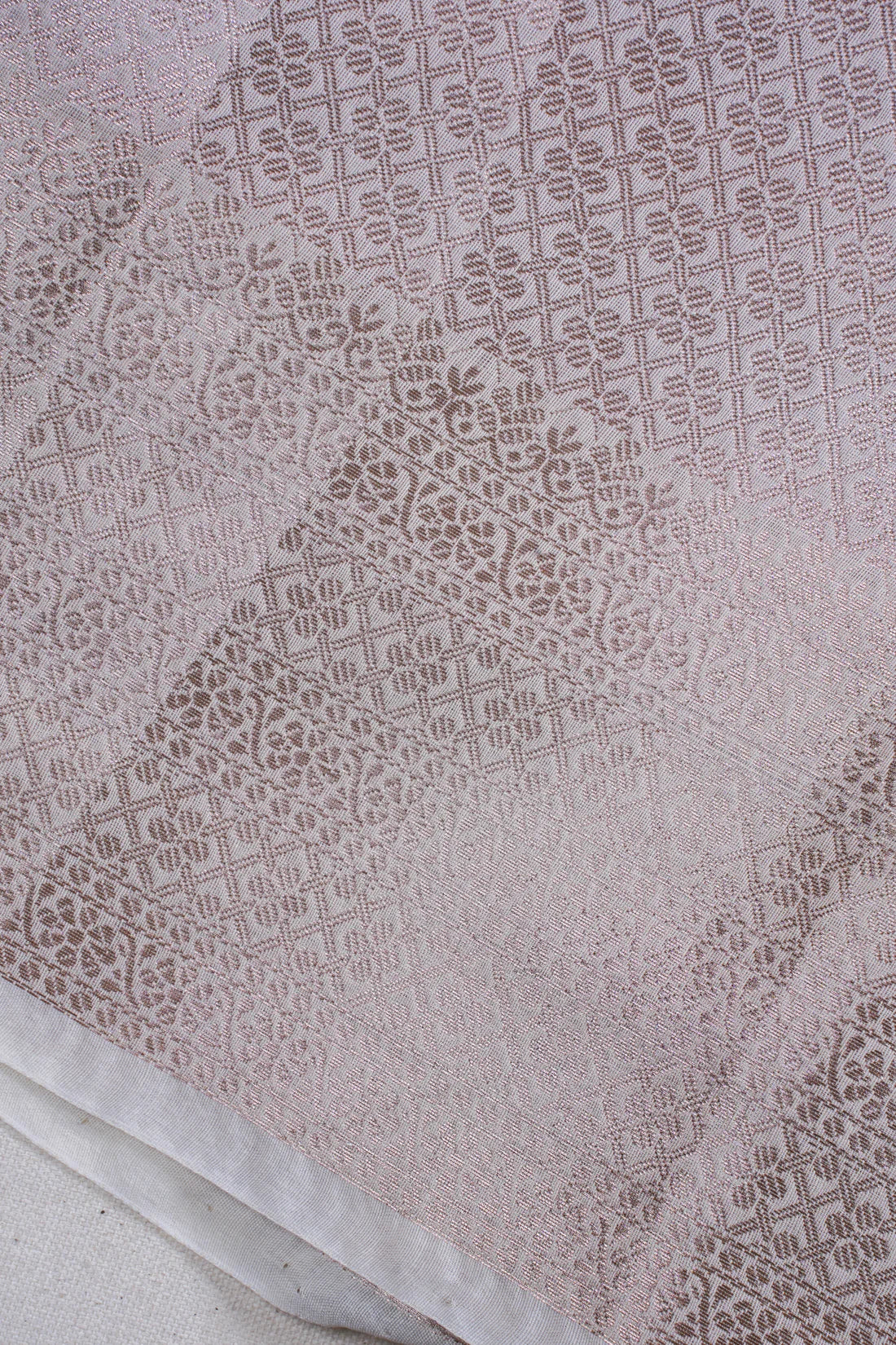 Ivory White Mukesh Work Linen Saree