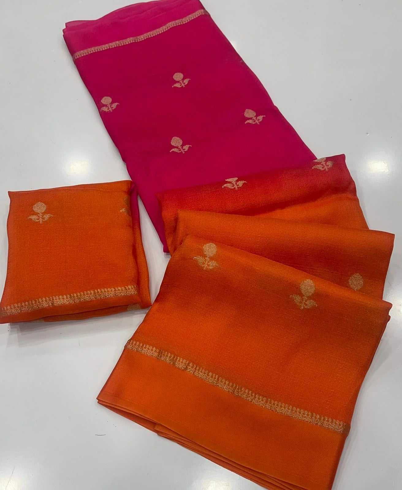 Orange Pink Charming Festive Wear Pure Soft Viscose Silk Jacquard n Satin Border Fancy Designer Saree With Blouse Piece