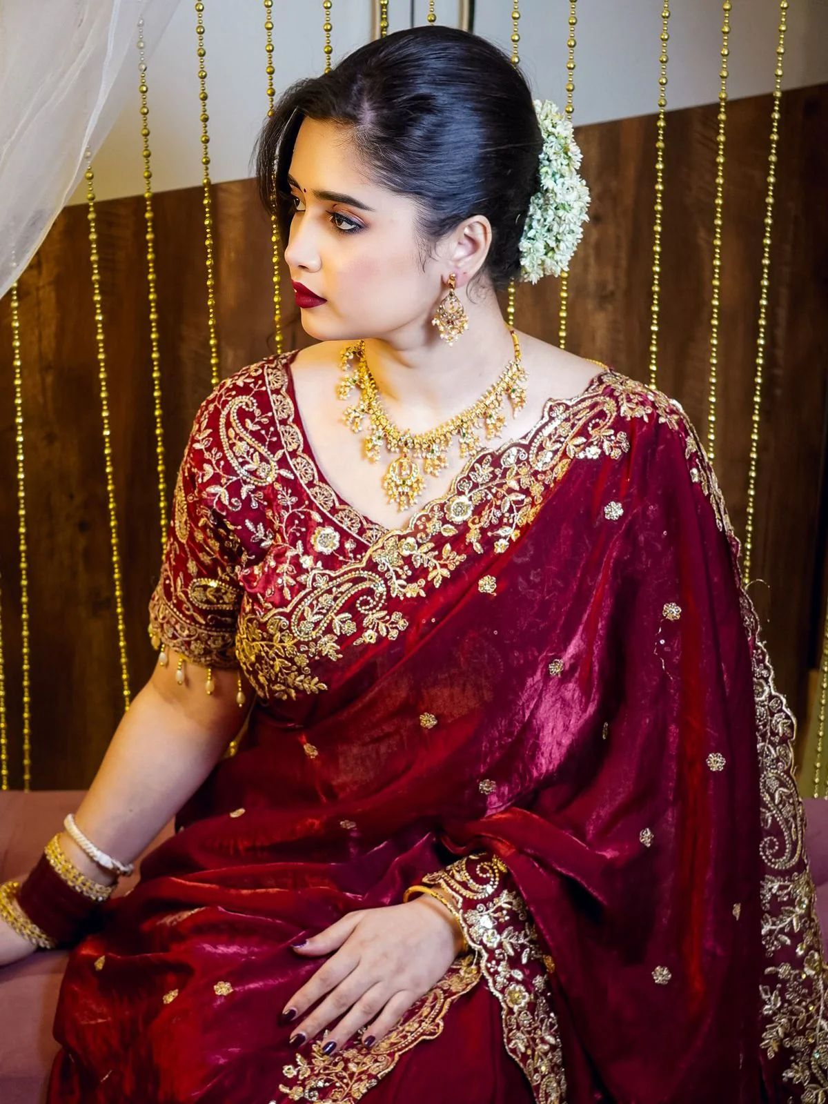 Luxury Embroidered Bridal Saree with Intricate Designer Blouse