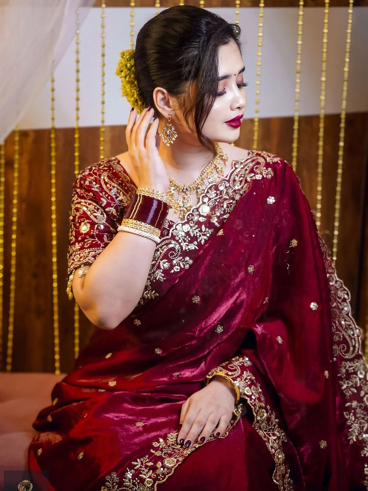 Luxury Embroidered Bridal Saree with Intricate Designer Blouse