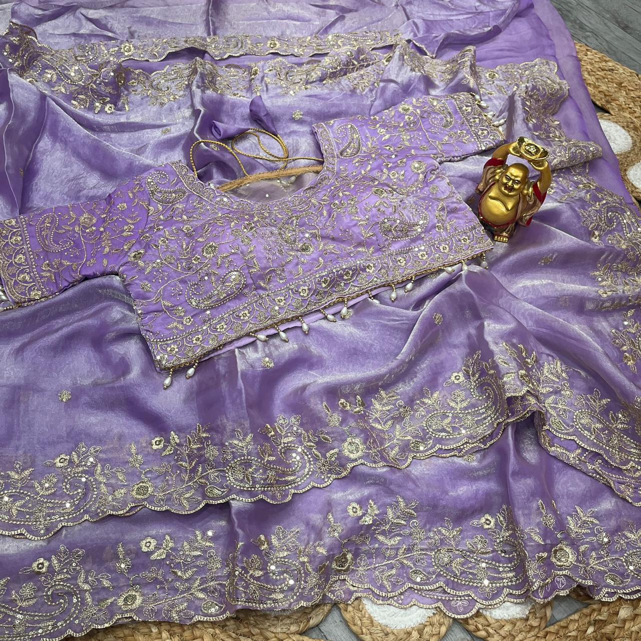 Luxury Embroidered Bridal Saree with Intricate Designer Blouse